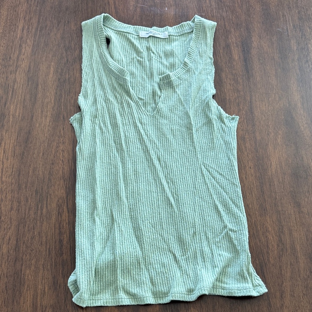 Project Social T Light Green Ribbed Tank Top
